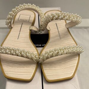 Dolce Vita Cream Pearl-Embellished Sandals
